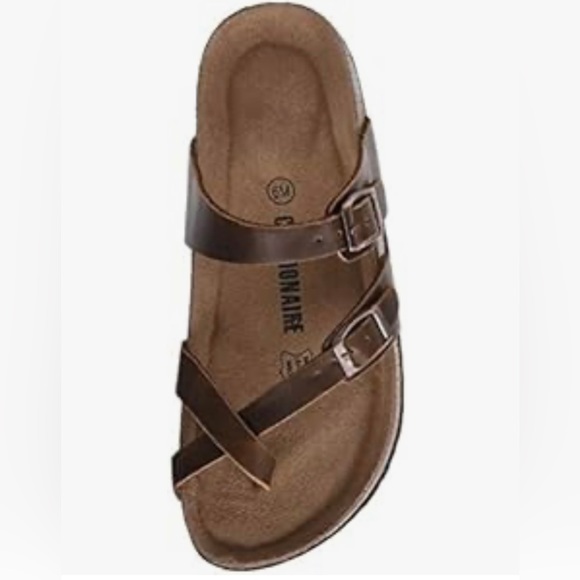 Cushionaire Luna cork footbed sandal with +comfort. Brown, adjustable straps. 7W - Picture 3 of 7